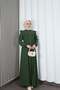 Ayrobin Belted Hijab Dress with Ruffles on the Shoulders and Front, Khaki Hnt7345 - 5