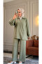 6420 - Stylish Comfortable Single Jersey Knit Modal Loose Zippered Wide Collar Pocket Detailed Women's Set - 5