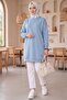 Embroidered Slit Detail Tunic 1665 - Baby Blue - 3