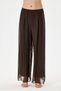 Women's Brown Italian Elastic Waist Wide Leg Silk Trousers Size 38 - 48 - 4