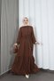 Half Pat Buttoned Waist Tie-Up Ayrobin Dress Brown Hnt85451 - 3