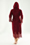 Hooded Bamboo Cotton Lace Women's Bathrobe Soft Textured Stylish - 4