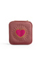 Heart Embroidered Jewelry Case Mirrored Travel Jewelry Organizer Velvet Jewelry Box 11 cm