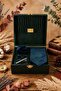Green Men's Gift Box - Tie with Handkerchief, Cufflinks, Tie Clip Kmk215