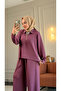 6490 - Stylish Comfortable Knitted Modal Fabric Casual Zipper Shirt Collar Women's Set - 5