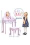 Makeup set for girls with adjustable mirror, stool and wooden accessories - Princess vanity table for ages 4-9, safe and certified, birthday/Christmas gift - 6