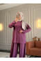 6574 - Stylish Comfortable Knitted Modal Fabric Casual Trousers with Elastic Detail at the Leg Cuffs Women's Set - 3