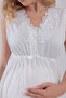 Ecru Lace Design Strappy Cotton Maternity Pajama Set - 8