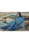 Rabia Chin Patterned Parachute Full Covered Hijab Swimsuit Rms-R040-26 Navy Blue - 7