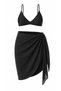 Women's Black and Black Glittery Tie-Up Shiny Pleated Beach Pareo - 2