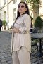 Foldable Sleeves, Buttoned Long Shirt, Wide Elastic Waist, Pocketed Pants, Thin Summer Fabric, Plus Size, Two-Piece Set - 6
