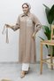 Tunic with Belted Waist and Embellishments Tsd260240 Mink - 5