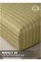1-Piece Microfiber Fitted Sheet Striped,Color: Olive, King (180x 200 cm), Design Soft Fabric Deep Pocket Elastic Edge Bed Linen - 4