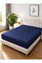 1-Piece Microfiber Fitted Sheet Striped, Color Navy Blue