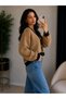 Women's V-Neck Buttoned Striped Short Crop Jacket-Cardigan - 4