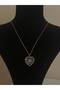 Star Detailed Heart Shaped Stone Blue Gold Necklace