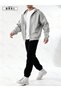 Unisex Large Size Hooded Zippered Tracksuit Set - 3