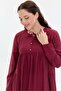 Women's Dress with Tie Collar and Drawstring - 5