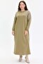Stone Detailed Comfortable Fit Long Women's Dress