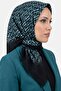 Women's Black Turquoise F Patterned Flared Scarf