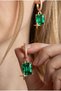Emerald Green Vip Baguette Stone Star Detailed Steel Earrings