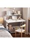 Stylish and modern computer desk with multiple storage shelves, perfect for studying and working - 7