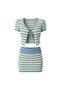 New Season Striped Tie Detail Blouse Waist Folded Skirt Double Knitwear Set 52148014 - 4
