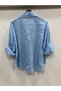 Women's Baby Blue Italian Large Size Floral Embroidered Sequin Embroidered Folded Long Sleeve Shirt 42 - 48 Size - 3