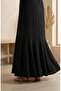 Bürümcük Fabric Elastic Waist Gathered Skirt 0561-08 Black - 4