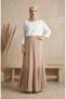Bürümcük Fabric Elastic Waist Gathered Skirt 0561-09 Beige