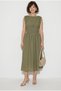Women's Khaki Lined Pocket Detailed Draped Waist Design Midi Dress 1094 60286370 - 4