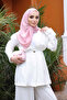 White Elastic Waist Dabıl Jacket