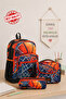 3-Piece School Bag Set Lunch Box Pencil Case Boys Primary School School Bag 3 Pieces Basket Patterned