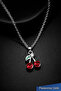 Women's Silver Color Red Stone Cherry Figured Necklace - 3