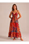 Women's Ethnic Patterned Summer Double-Breasted Strap Long Gypsy Dress 10C-2397