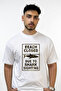 Shark Warning Design Printed Oversize White T-Shirt