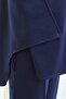 Long Back-Cut Crew Neck Top with Elasticated Sleeves and Trousers Set - Dark Blue - 6