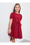 Girls Puff Sleeve Dress with Bow-Tie Waist - 2