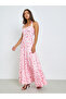 Pink Floral Halter Neck Maxi Dress - 3