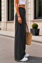 Summer Thin Fabric Pocketless High Waist Elastic Lycra Women's Palazzo Trousers C631-Dark Gray - 4