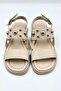 Gold Accessory Detailed Daily Comfortable Women's Sandals Beige (32) - 4