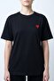 Women's Black Heart Embroidered Cotton T-Shirt