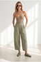 Women's Mint Green Pleated Muslin Shalwar Trousers with Pockets Pnt-19000416