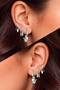 Silver Color Steel Zircon Stone Double Star Figured 6-Piece Hoop Earring Set - 2