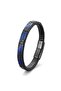 Blue and Black Leather Mesh and Steel Bracelet 18393B9D2 - 5
