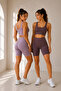Women's 2-Piece Plum Rose High Waist Soft Textured Gathering Premium Fabric Short Leggings - 6