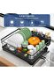 Dish Drying Rack - Stainless Steel Dish Rack for Kitchen Counter, Large-Capacity Dish Drainer with Cutlery Holder, Kitchen Organizer for Dishes, Spoons and Forks, Black - 2