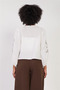 Women's Floral Embroidered Tie-Back Blouse - White/Coffee - 5
