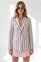Women's Powder Striped Lined Linen Blazer Jacket Ckt-19000535