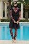 2-Piece Set (with Bonnet Gift) Ruffled Collar, Detailed Waist Gathering, Burkini Hijab Swimsuit D41 - 2
